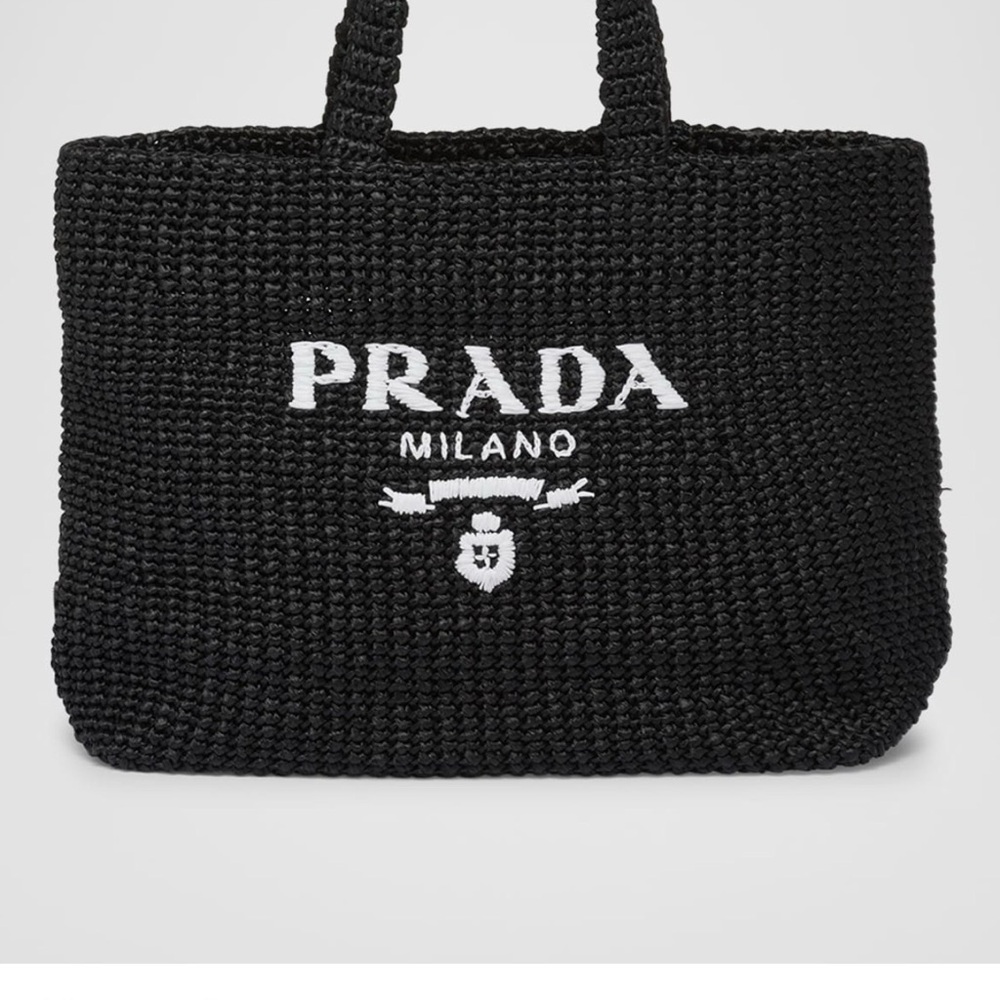 Prada Large Black and White Crochet Handbag - Picture 9 of 9